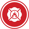 Red icon representing the years of service of the Angleton Volunteer Fire Department.